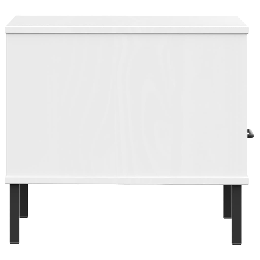 Table de chevet avec pieds en métal Blanc Bois pin massif OSLO - XIOS