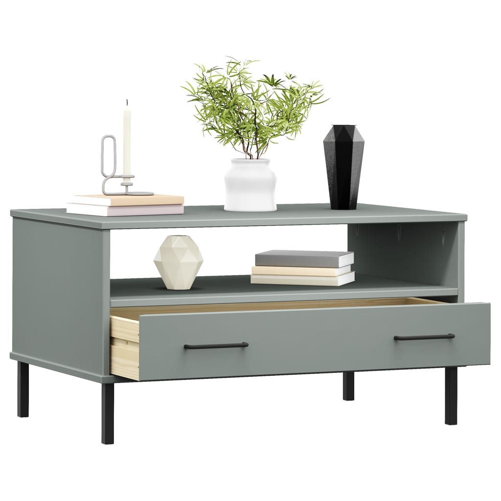 Table basse avec pieds en métal Gris 85x50x45 cm Bois OSLO - XIOS
