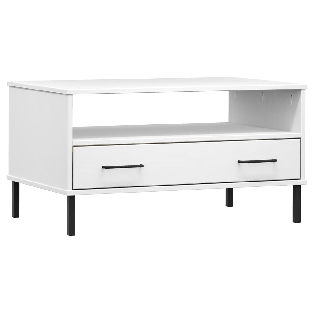 Table basse avec pieds en métal Blanc 85x50x45 cm Bois OSLO - XIOS