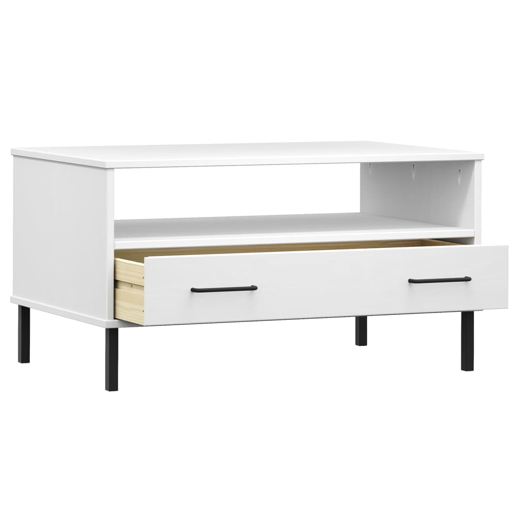 Table basse avec pieds en métal Blanc 85x50x45 cm Bois OSLO - XIOS