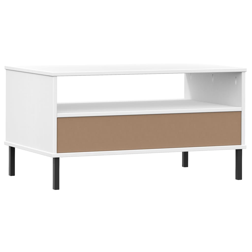 Table basse avec pieds en métal Blanc 85x50x45 cm Bois OSLO - XIOS