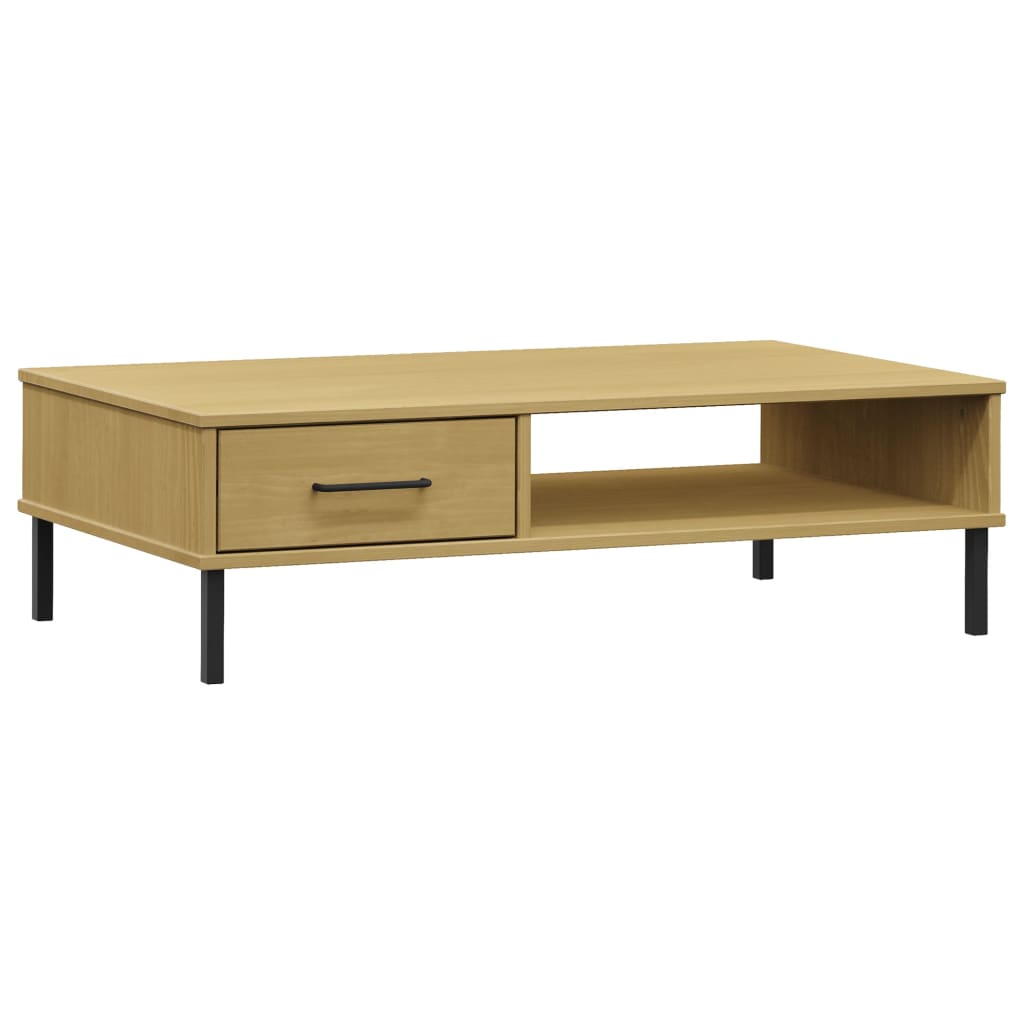 Table basse avec pieds en métal Marron Bois pin massif OSLO - XIOS