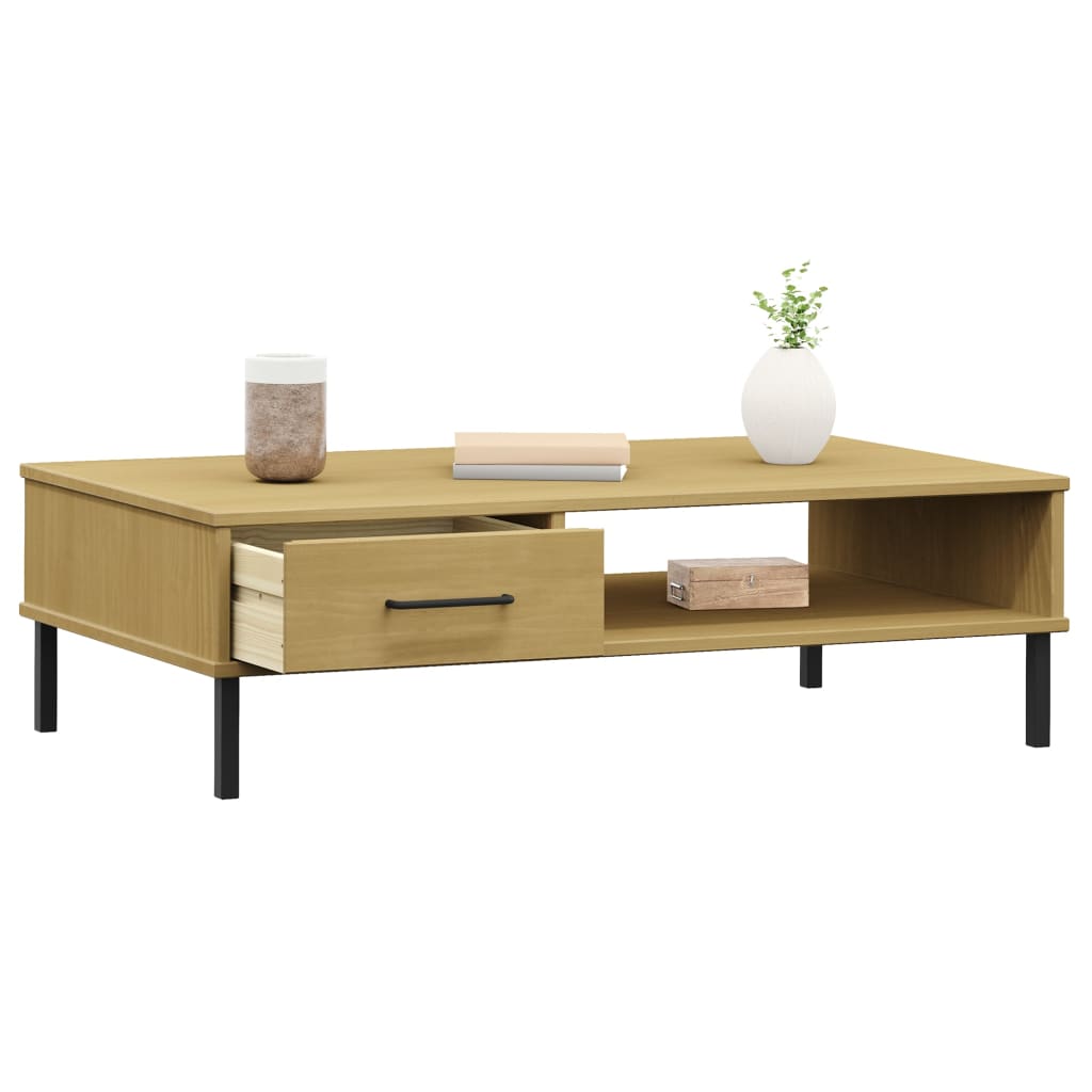 Table basse avec pieds en métal Marron Bois pin massif OSLO - XIOS