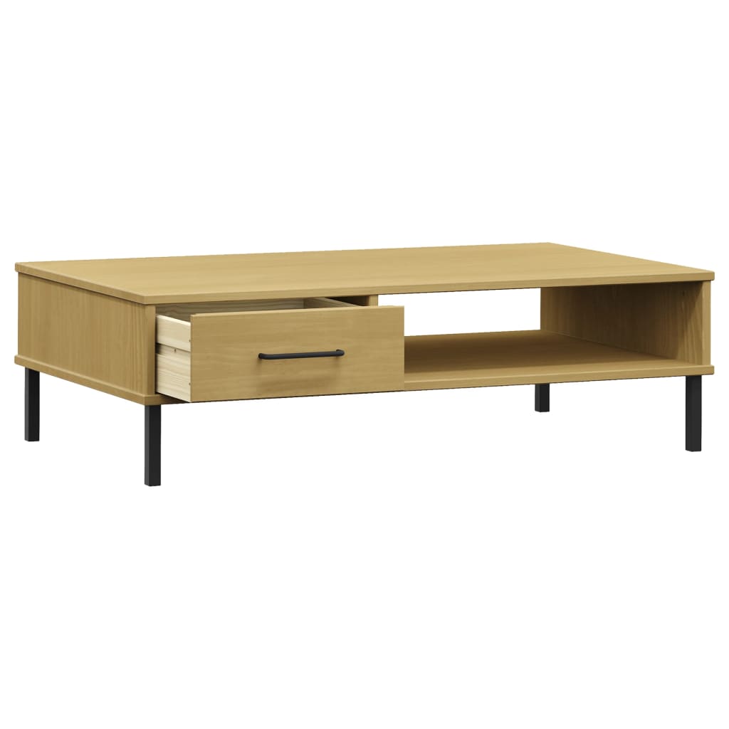 Table basse avec pieds en métal Marron Bois pin massif OSLO - XIOS