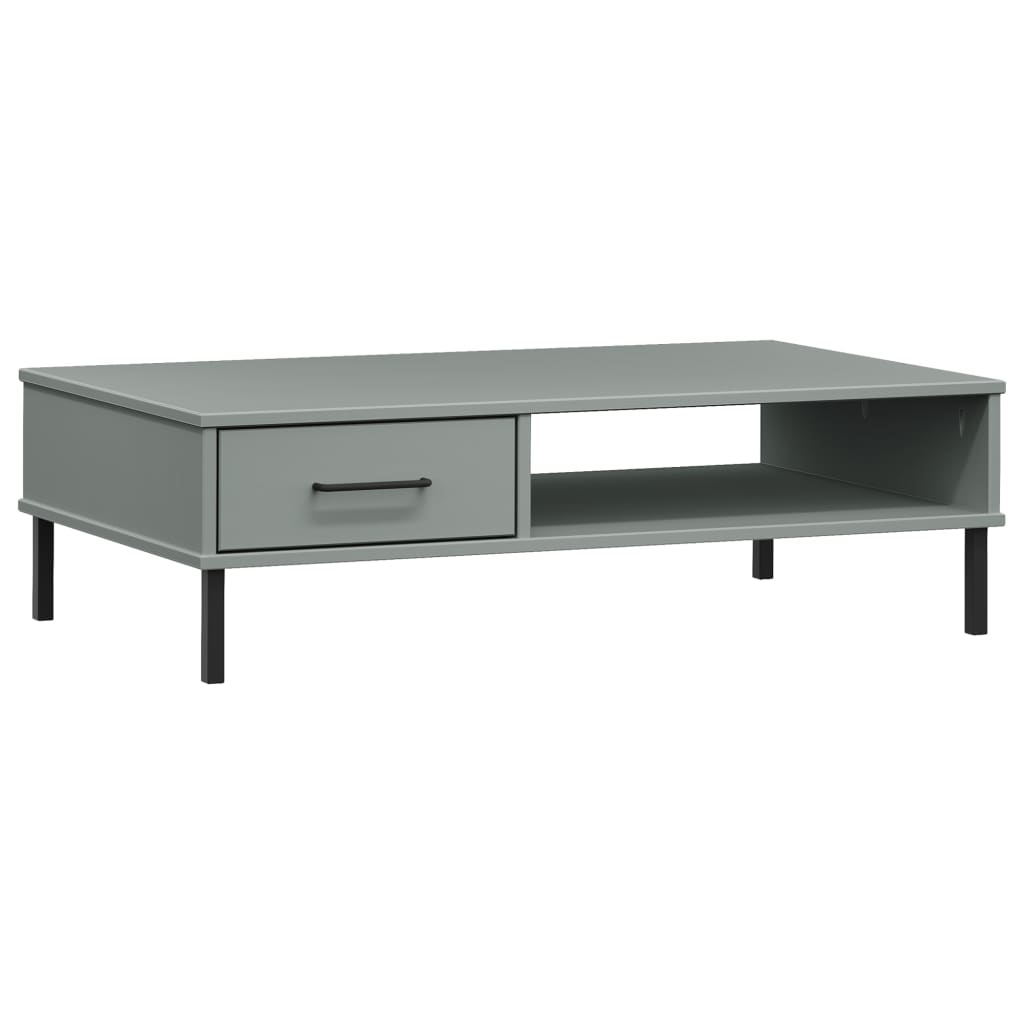 Table basse avec pieds en métal Gris Bois pin massif OSLO - XIOS