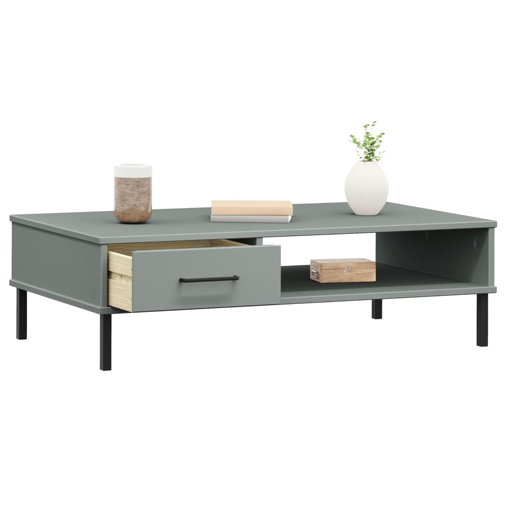 Table basse avec pieds en métal Gris Bois pin massif OSLO - XIOS