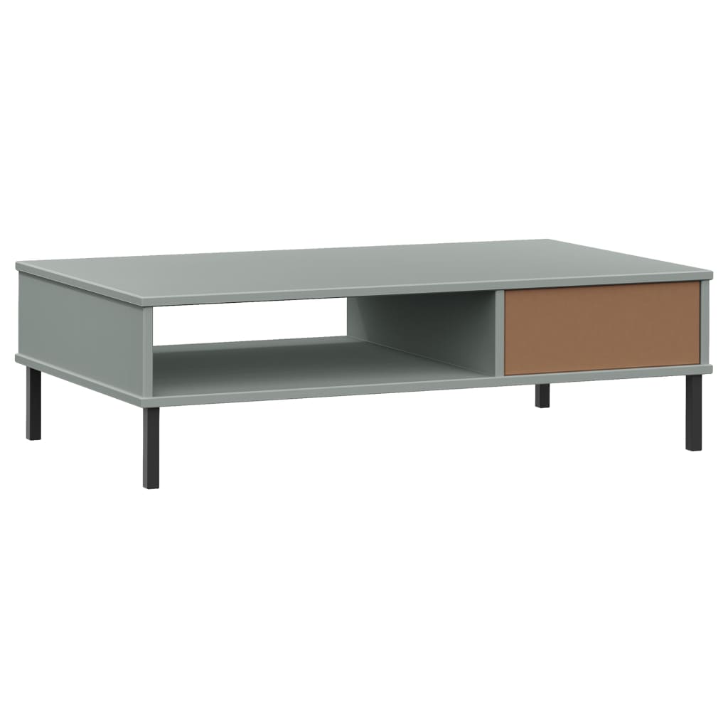 Table basse avec pieds en métal Gris Bois pin massif OSLO - XIOS