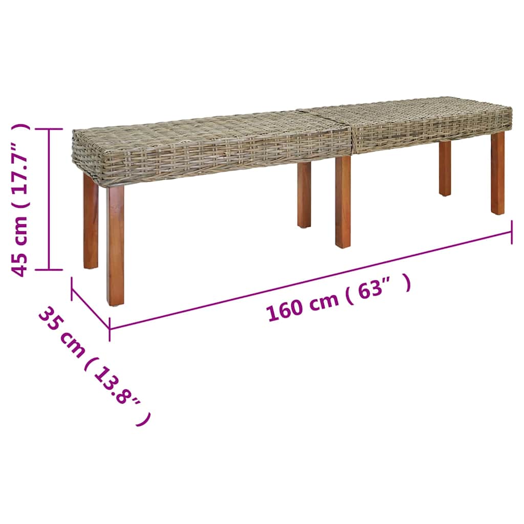banc Beige 160 x 35 x 45 cm Bois de manguier massif - XIOS