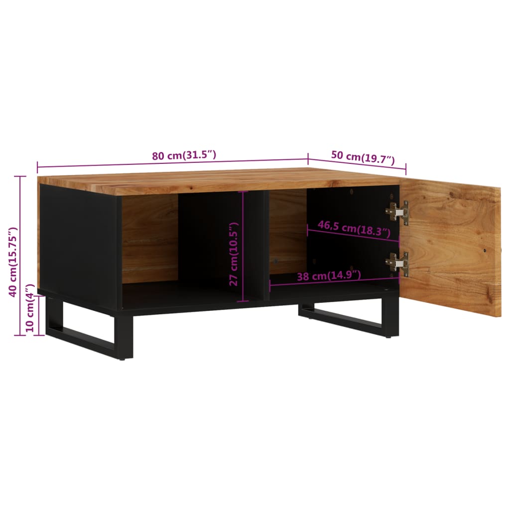Table basse 80x50x40 cm Bois d'acacia solide et d'ingénierie - XIOS