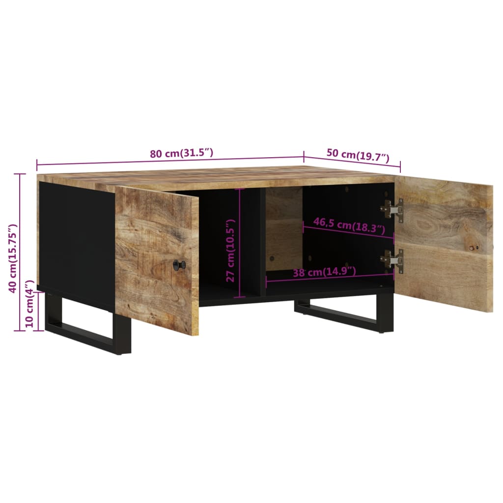 Table basse 80x50x40 cm Bois de manguier solide et d'ingénierie - XIOS