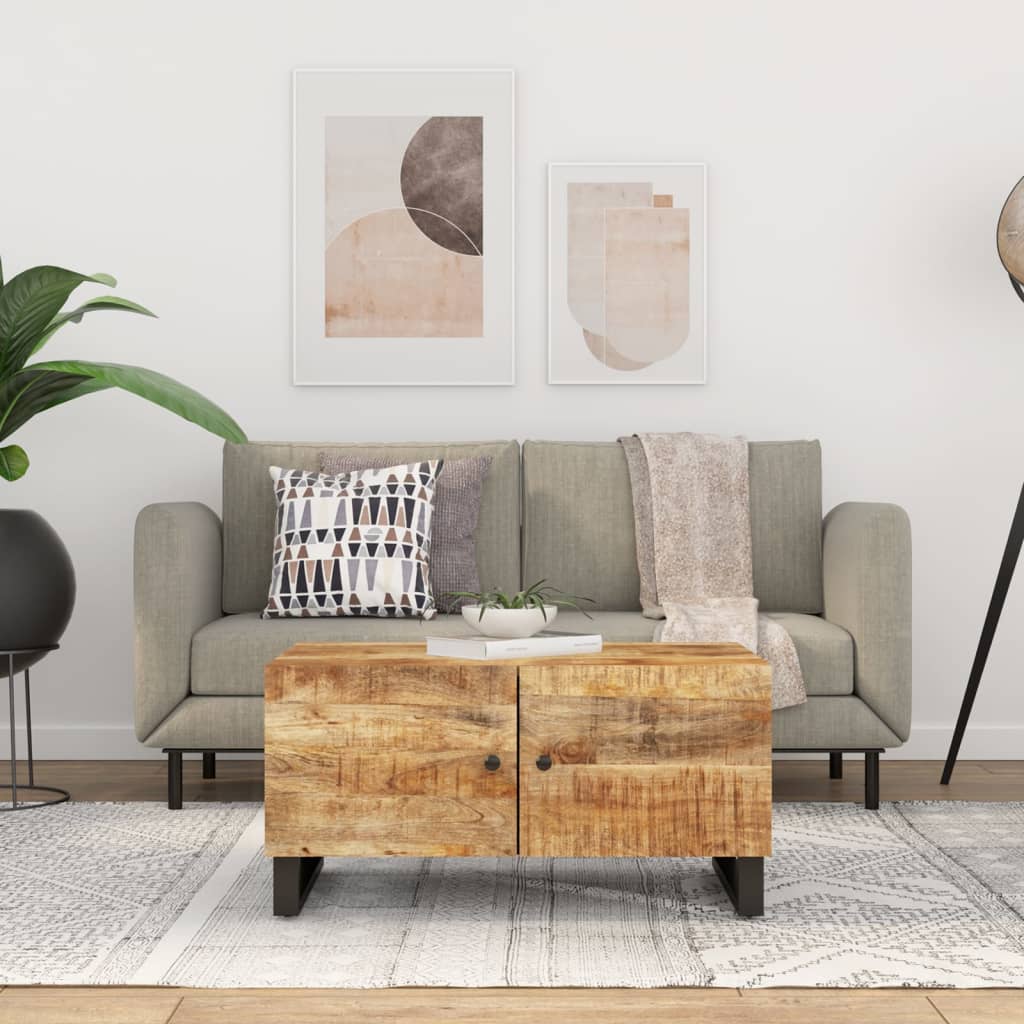 Table basse 80x50x40 cm Bois de manguier solide et d'ingénierie - XIOS