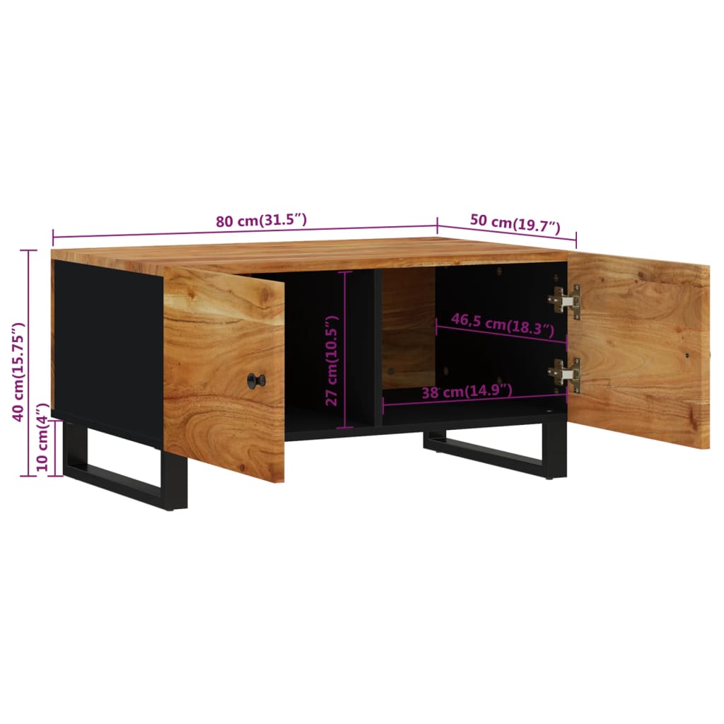 Table basse 80x50x40 cm Bois d'acacia solide et d'ingénierie - XIOS