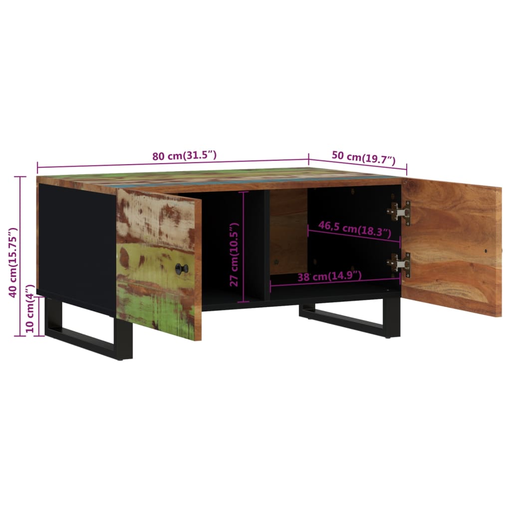 Table basse 80x50x40 cm Bois de récupération et d'ingénierie - XIOS