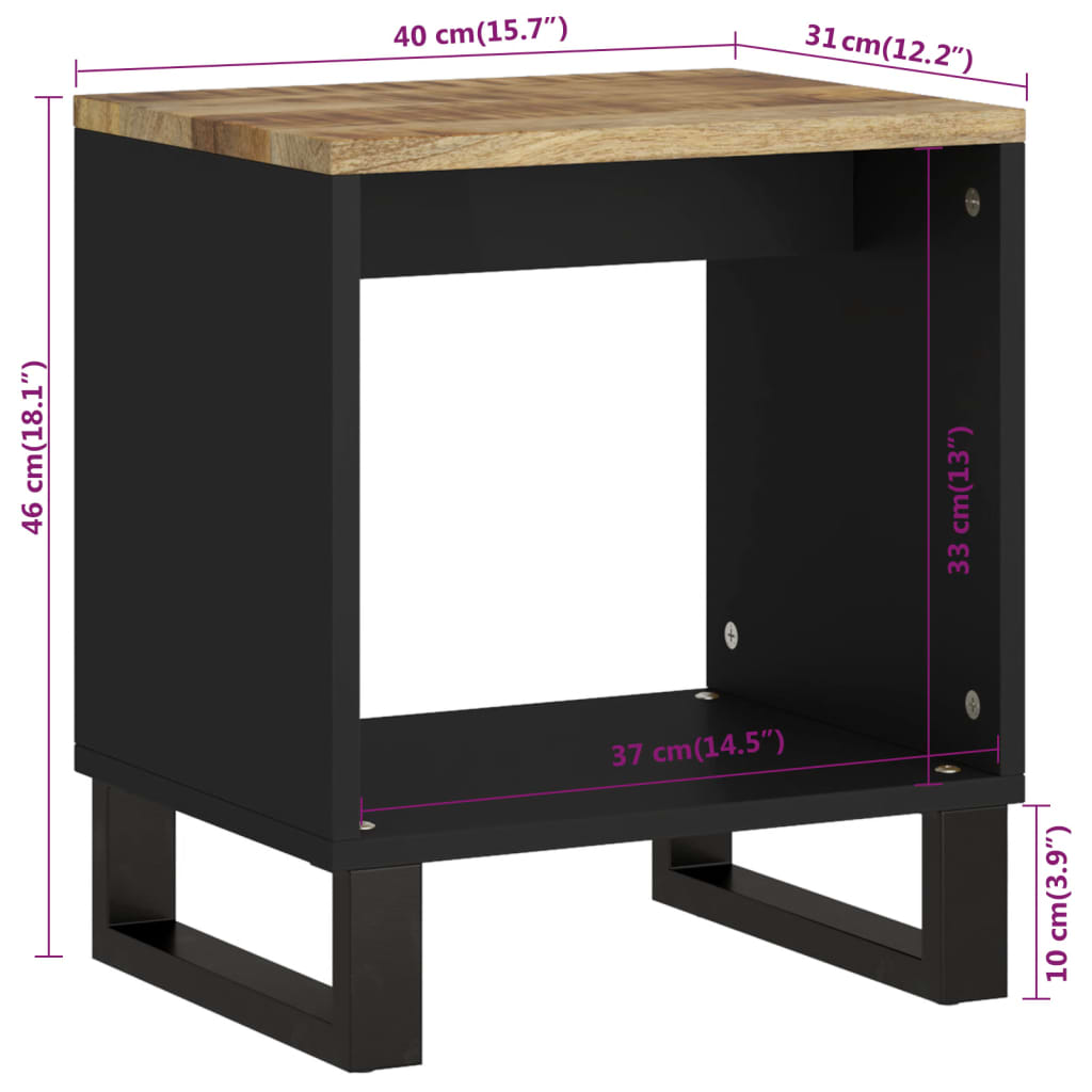 Table basse 40x31x46 cm Bois de manguier solide et d'ingénierie - XIOS