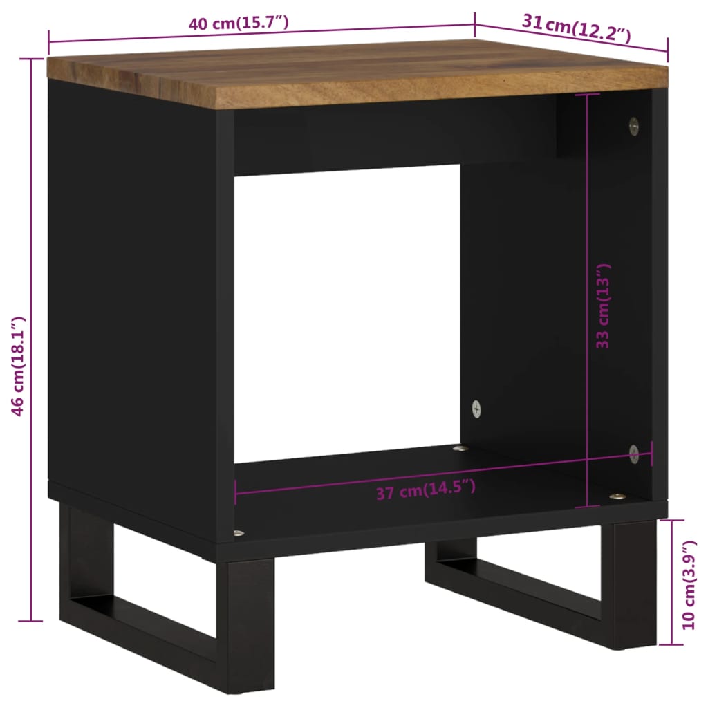 Table basse 40x31x46 cm Bois de manguier solide et d'ingénierie - XIOS