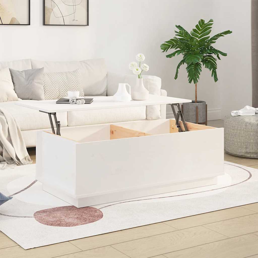 Table basse Blanc 100x50x35 cm Bois massif de pin - XIOS