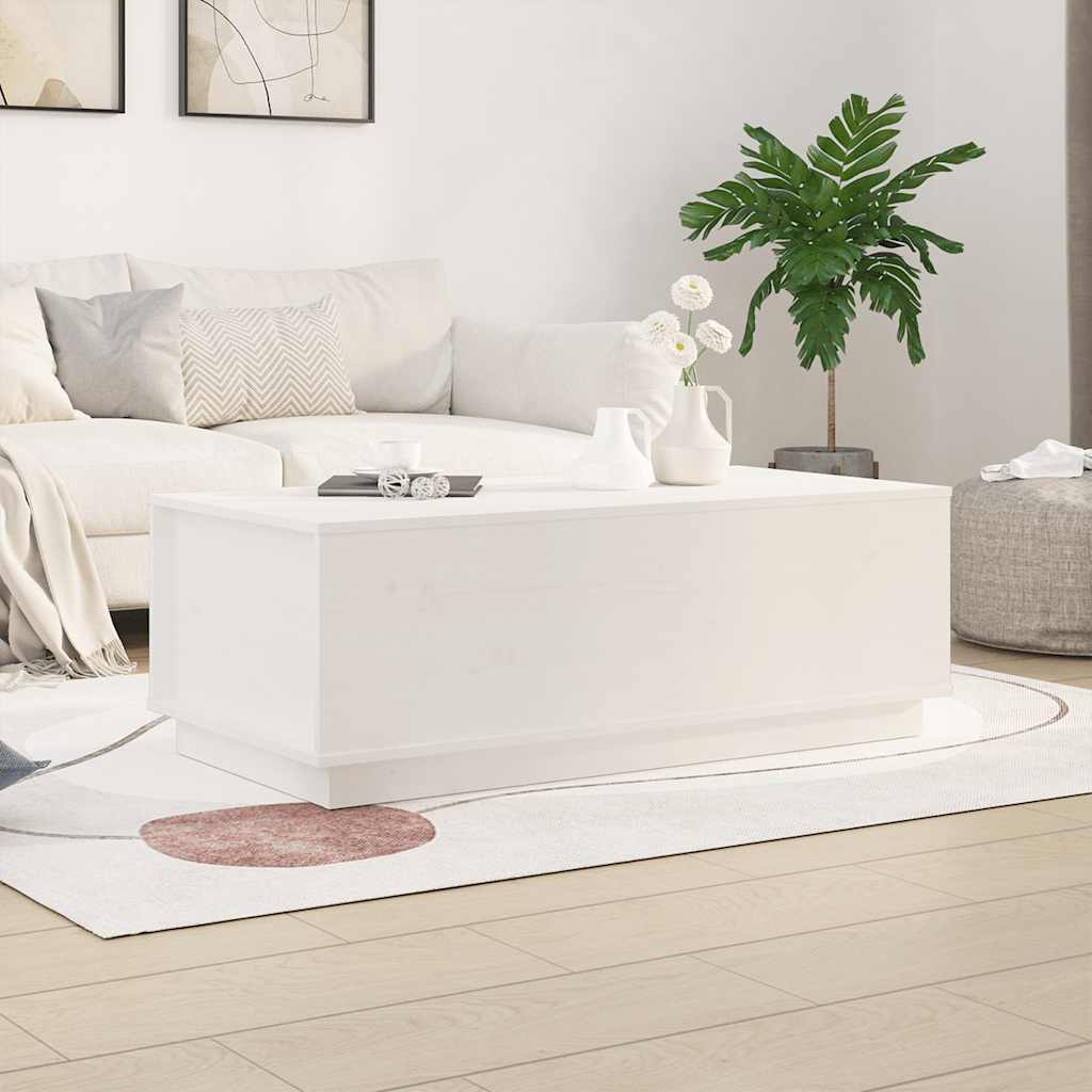 Table basse Blanc 100x50x35 cm Bois massif de pin - XIOS