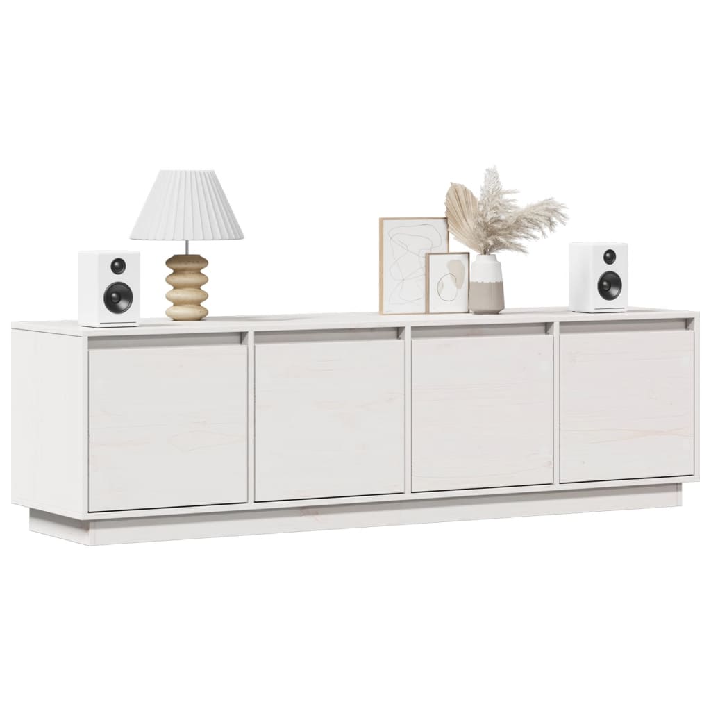 Meuble TV Blanc 156x37x45 cm Bois de pin massif - XIOS
