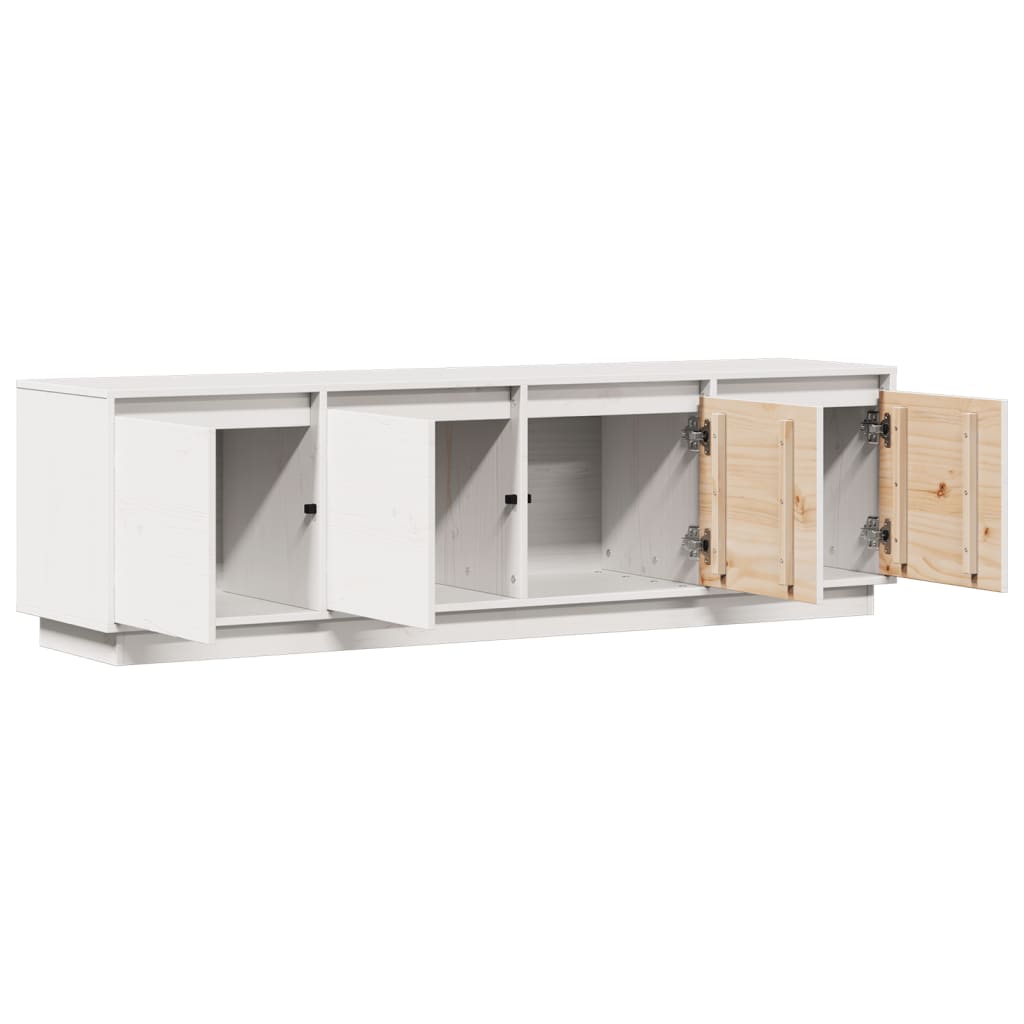 Meuble TV Blanc 156x37x45 cm Bois de pin massif - XIOS