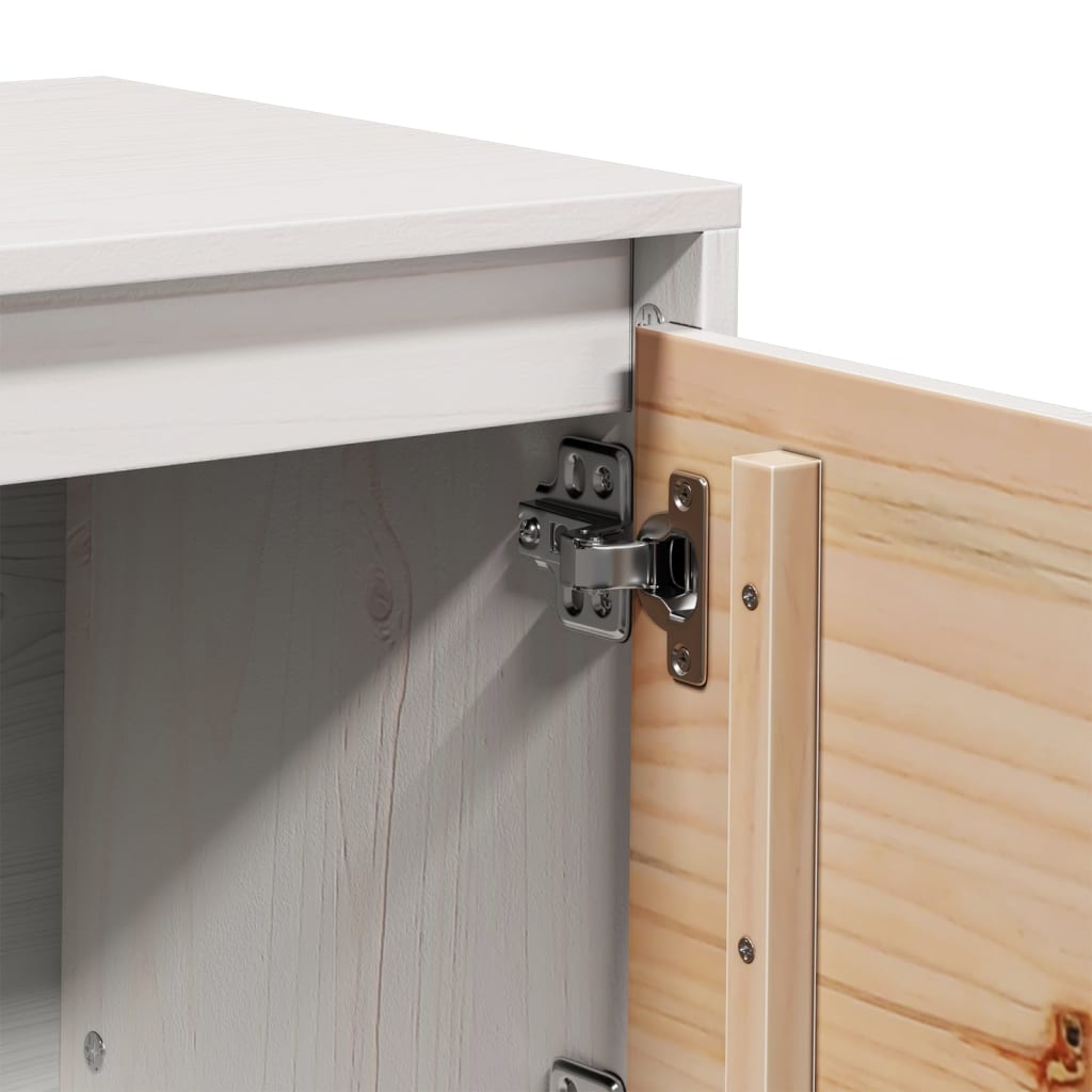Meuble TV Blanc 156x37x45 cm Bois de pin massif - XIOS