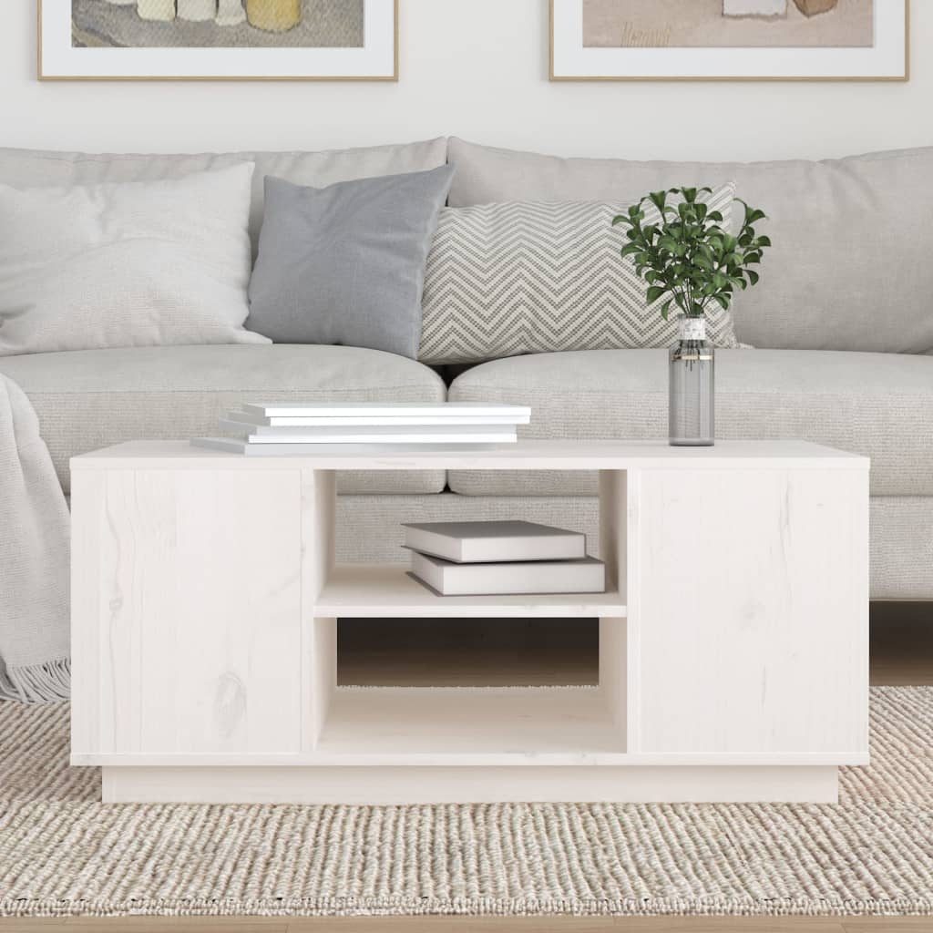 Table basse Blanc 90x49x40,5 cm Bois massif de pin - XIOS