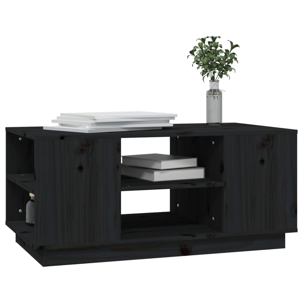 Table basse Noir 90x49x40,5 cm Bois massif de pin - XIOS