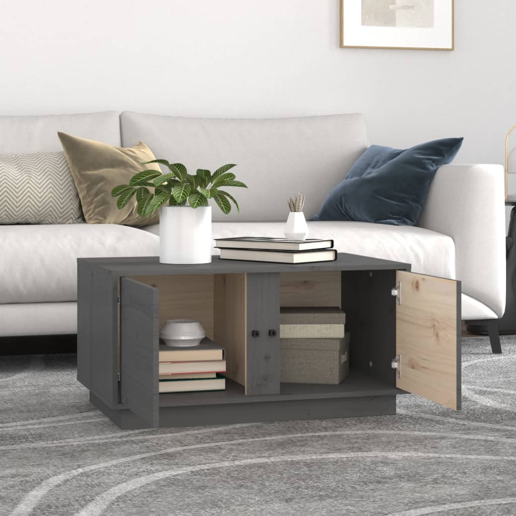 Table basse Gris 80x50x40 cm Bois massif de pin - XIOS