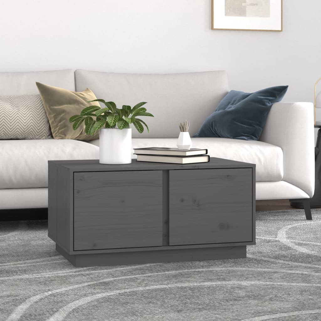 Table basse Gris 80x50x40 cm Bois massif de pin XIOS