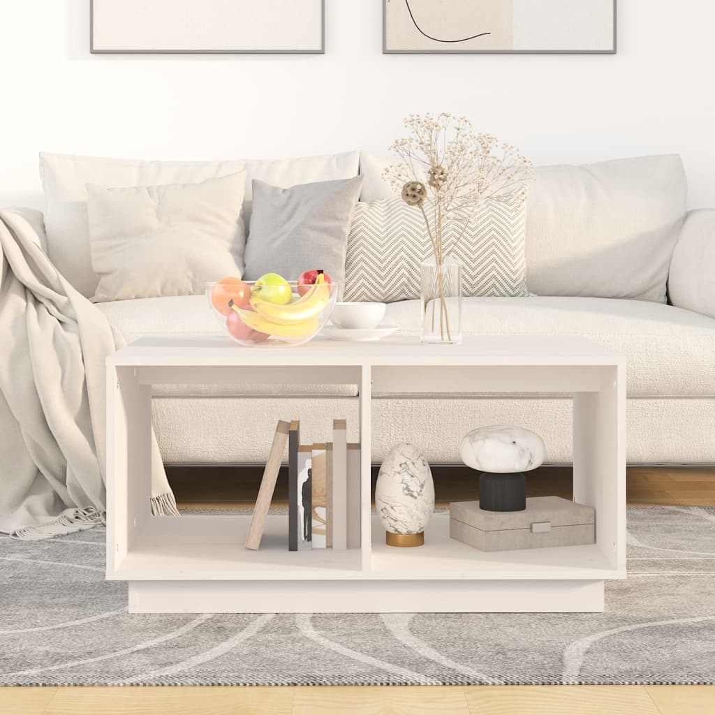Table basse Blanc 80x50x40 cm Bois massif de pin - XIOS