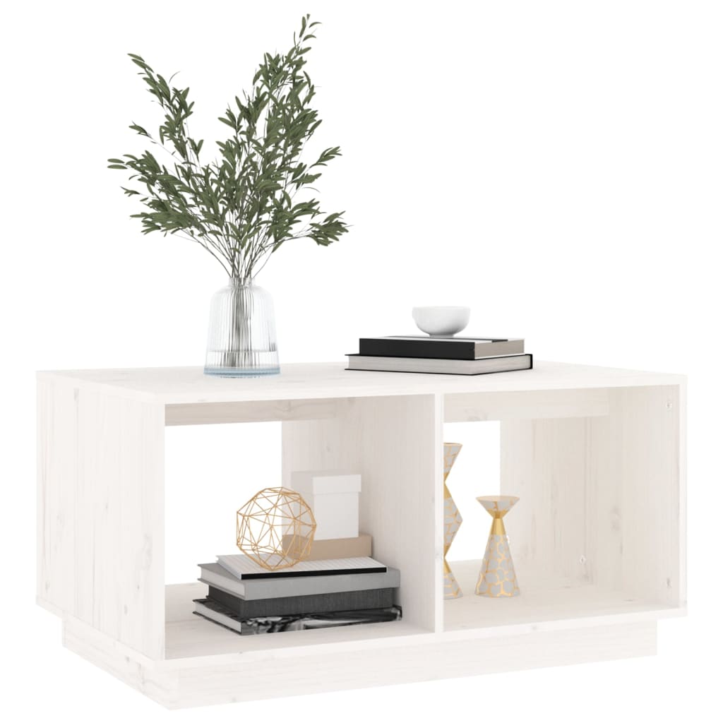 Table basse Blanc 80x50x40 cm Bois massif de pin - XIOS