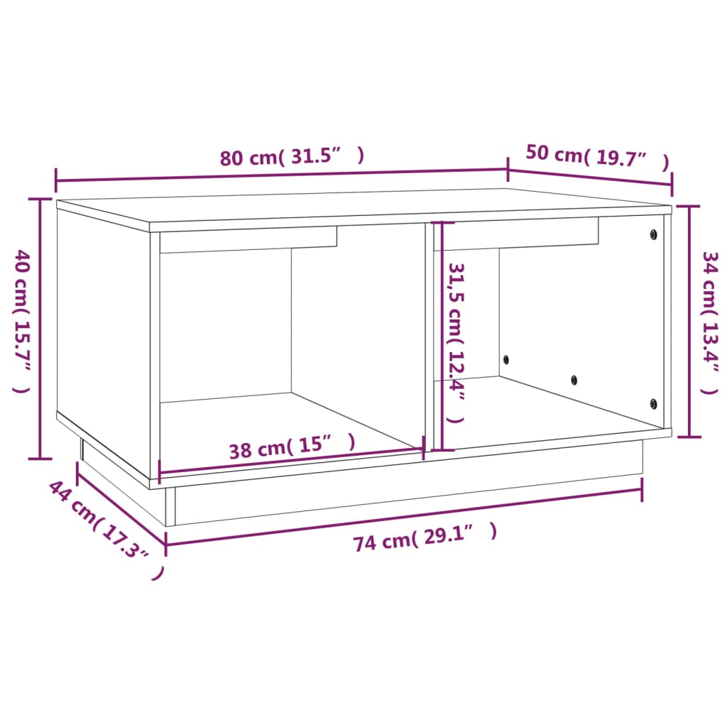 Table basse Blanc 80x50x40 cm Bois massif de pin - XIOS
