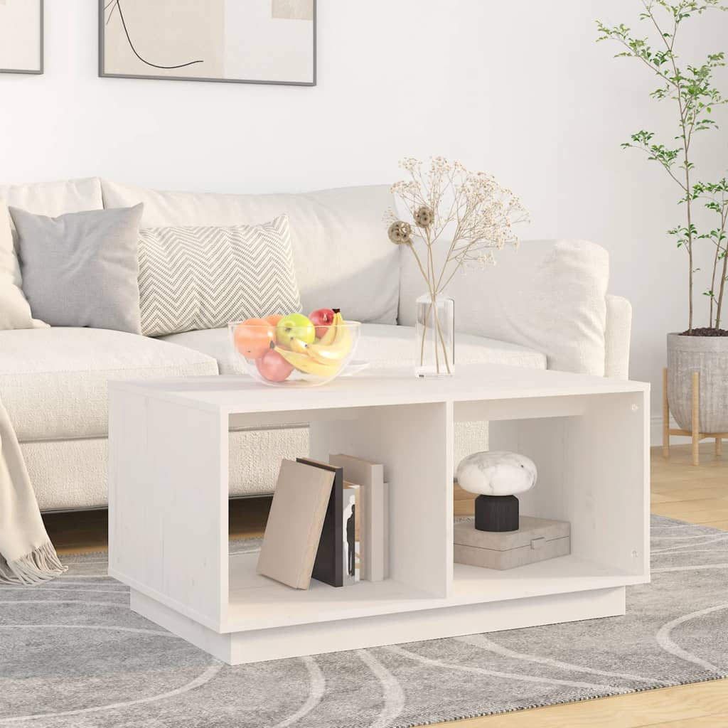 Table basse Blanc 80x50x40 cm Bois massif de pin - XIOS