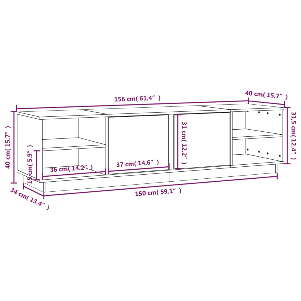 Meuble TV 156x40x40 cm Bois de pin massif Meubles TV vidaXL   