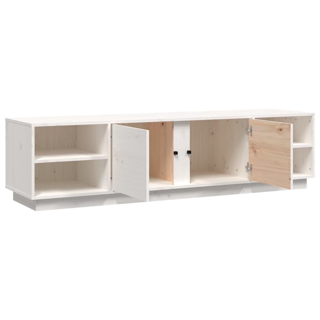 Meuble TV Blanc 156x40x40 cm Bois de pin massif - XIOS