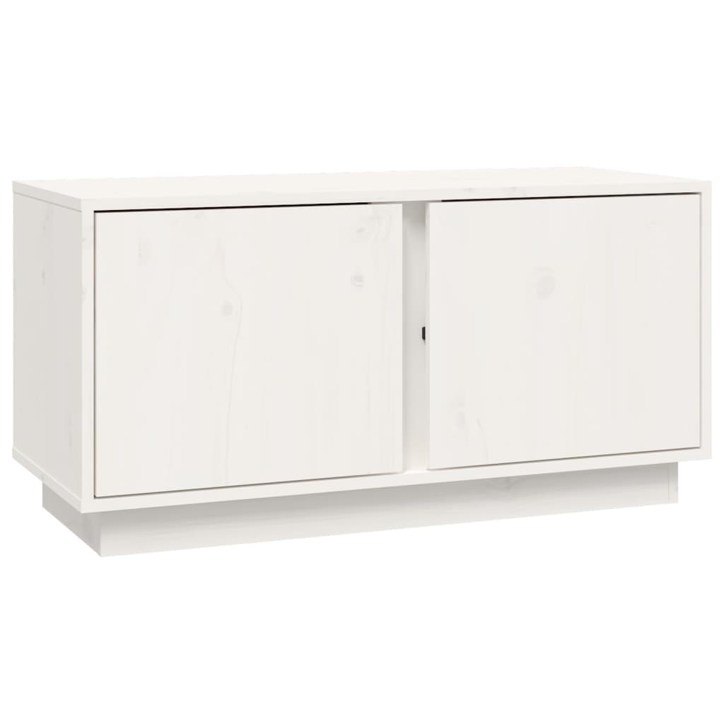 Meuble TV Blanc 80x35x40,5 cm Bois de pin massif - XIOS