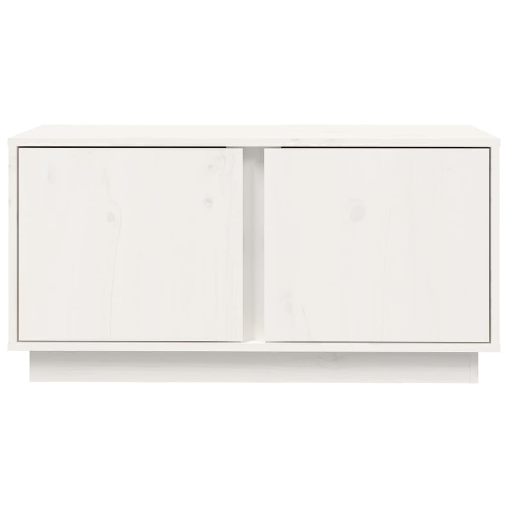 Meuble TV Blanc 80x35x40,5 cm Bois de pin massif - XIOS