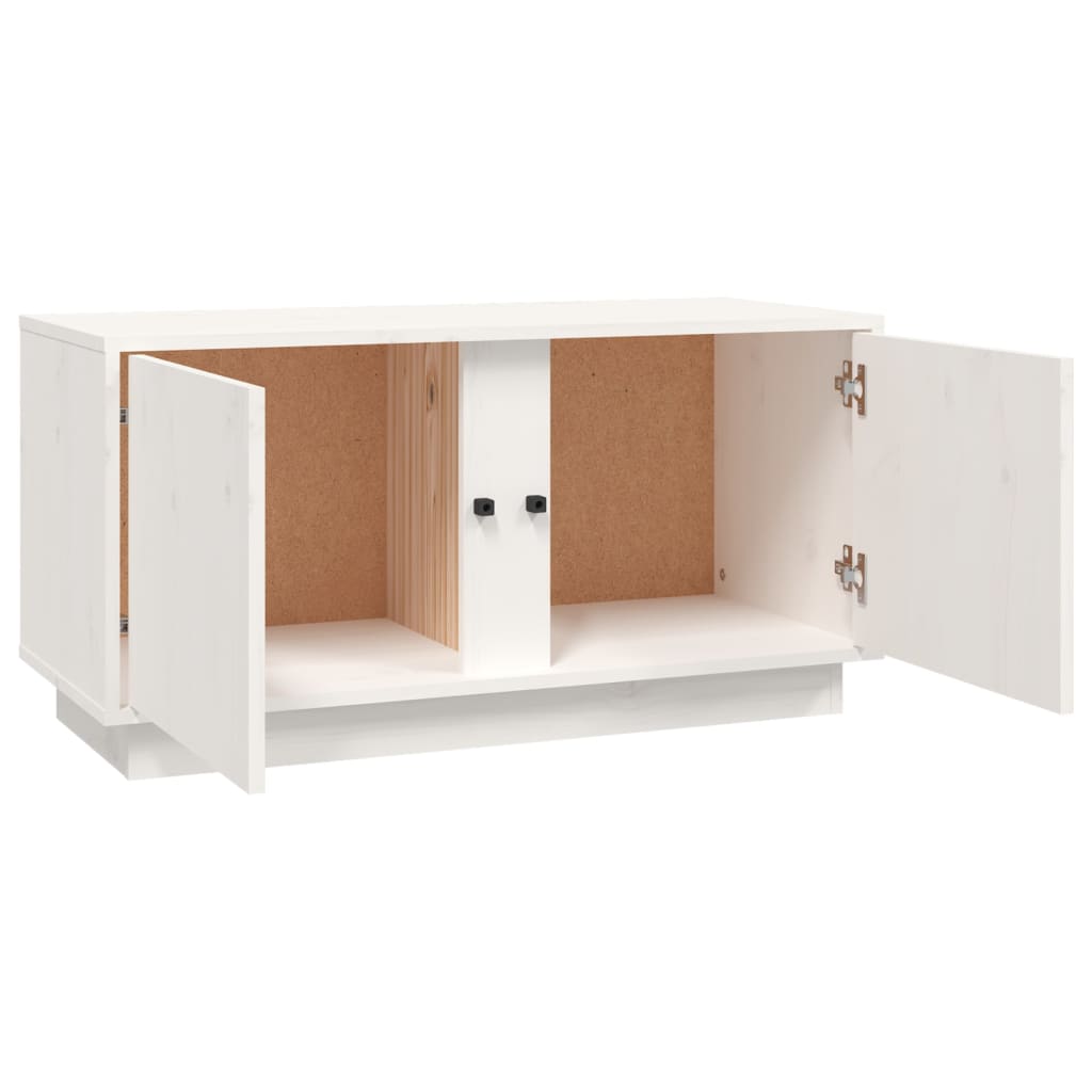 Meuble TV Blanc 80x35x40,5 cm Bois de pin massif - XIOS