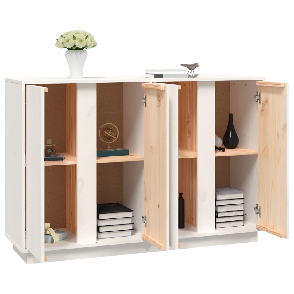 Buffet Blanc 120x35x80 cm Bois massif de pin - XIOS