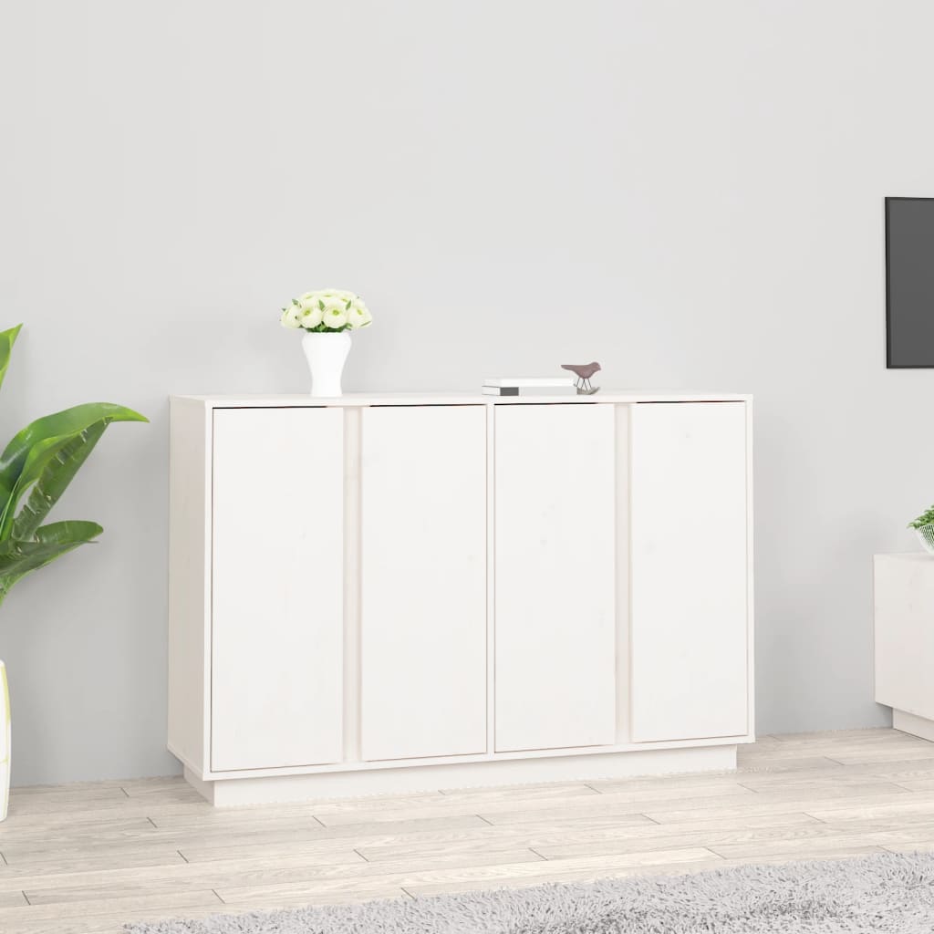 Buffet Blanc 120x35x80 cm Bois massif de pin - XIOS