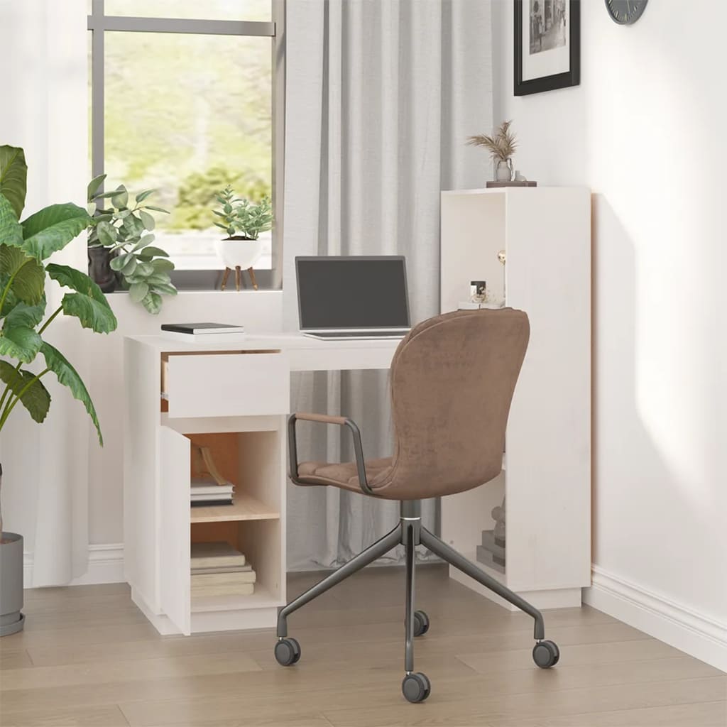 Bureau Blanc 110x53x117 cm Bois massif de pin - XIOS