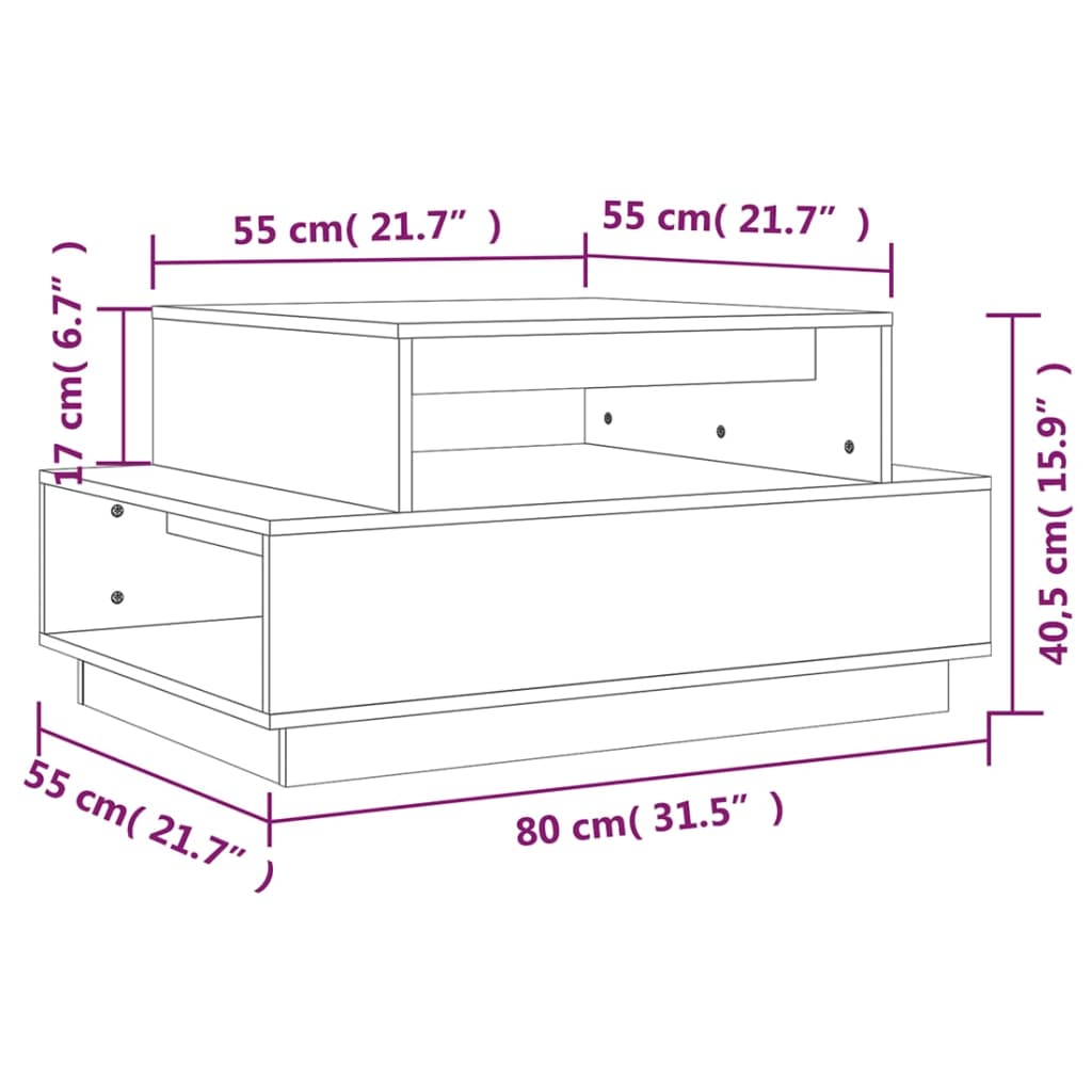 Table basse 80x55x40,5 cm Bois massif de pin - XIOS