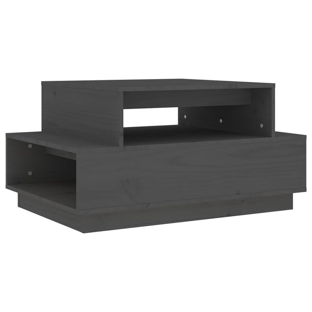 Table basse Gris 80x55x40,5 cm Bois massif de pin - XIOS