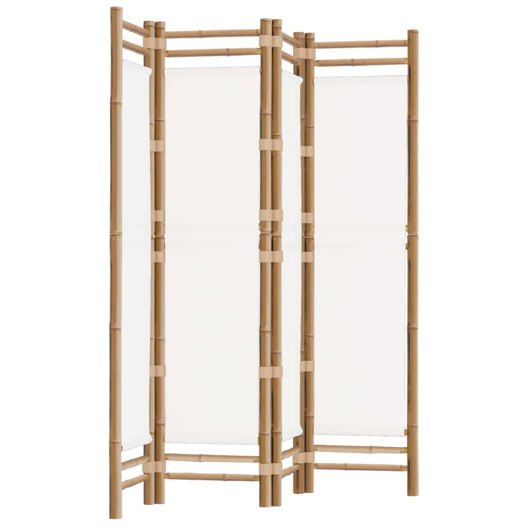 Cloison de séparation pliante 4 panneaux 160 cm Bambou et toile - XIOS