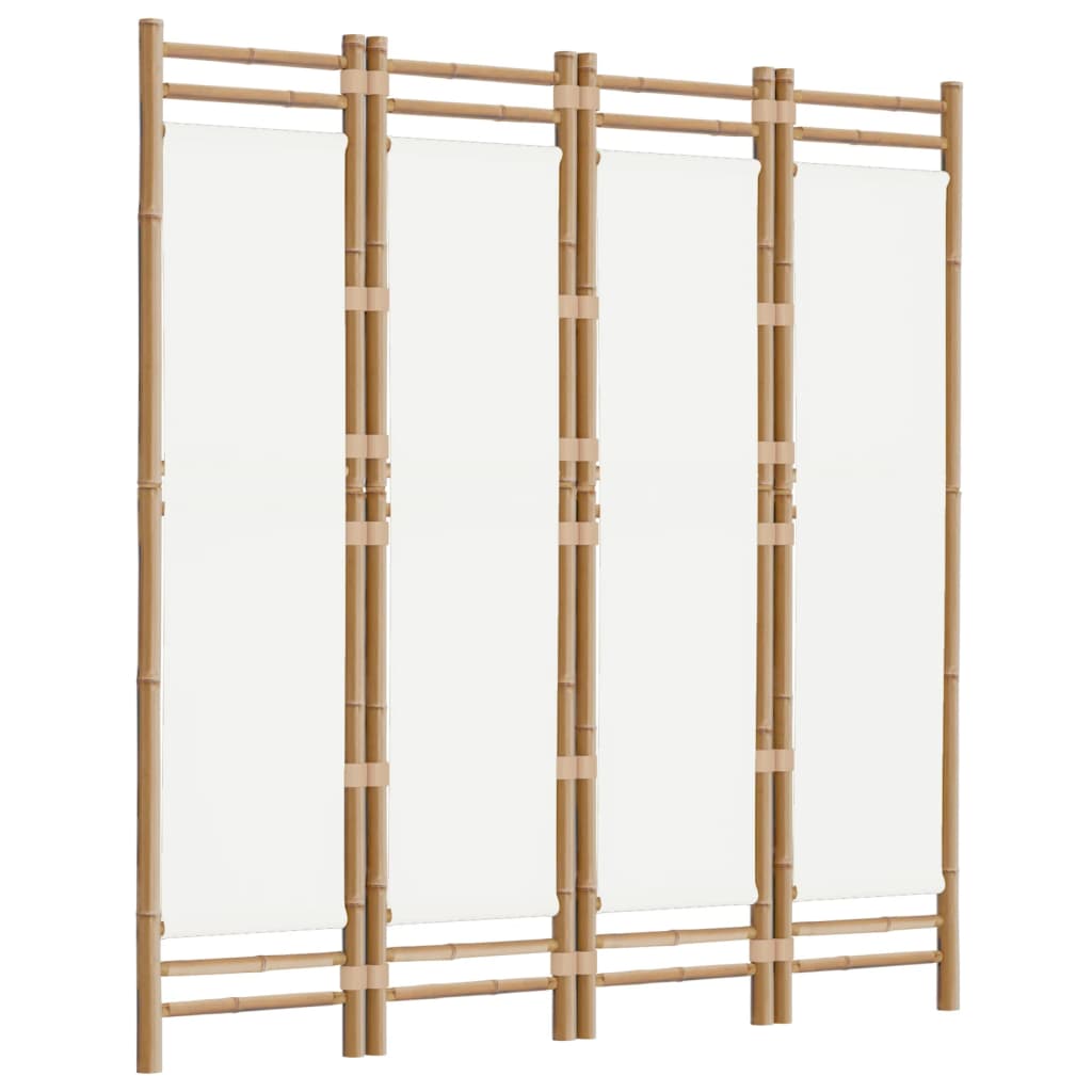Cloison de séparation pliante 4 panneaux 160 cm Bambou et toile - XIOS
