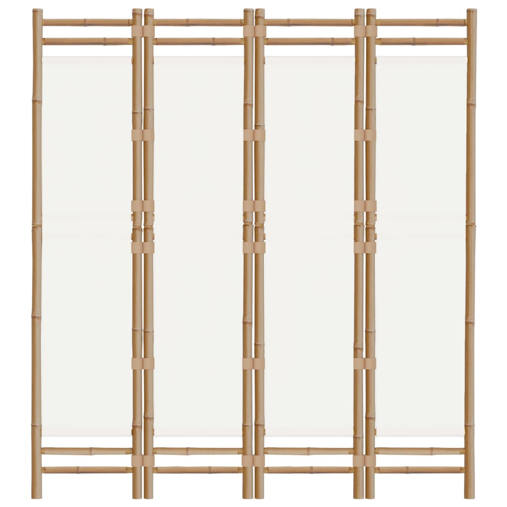 Cloison de séparation pliante 4 panneaux 160 cm Bambou et toile - XIOS