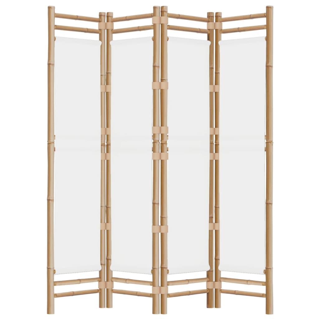 Cloison de séparation pliante 4 panneaux 160 cm Bambou et toile - XIOS