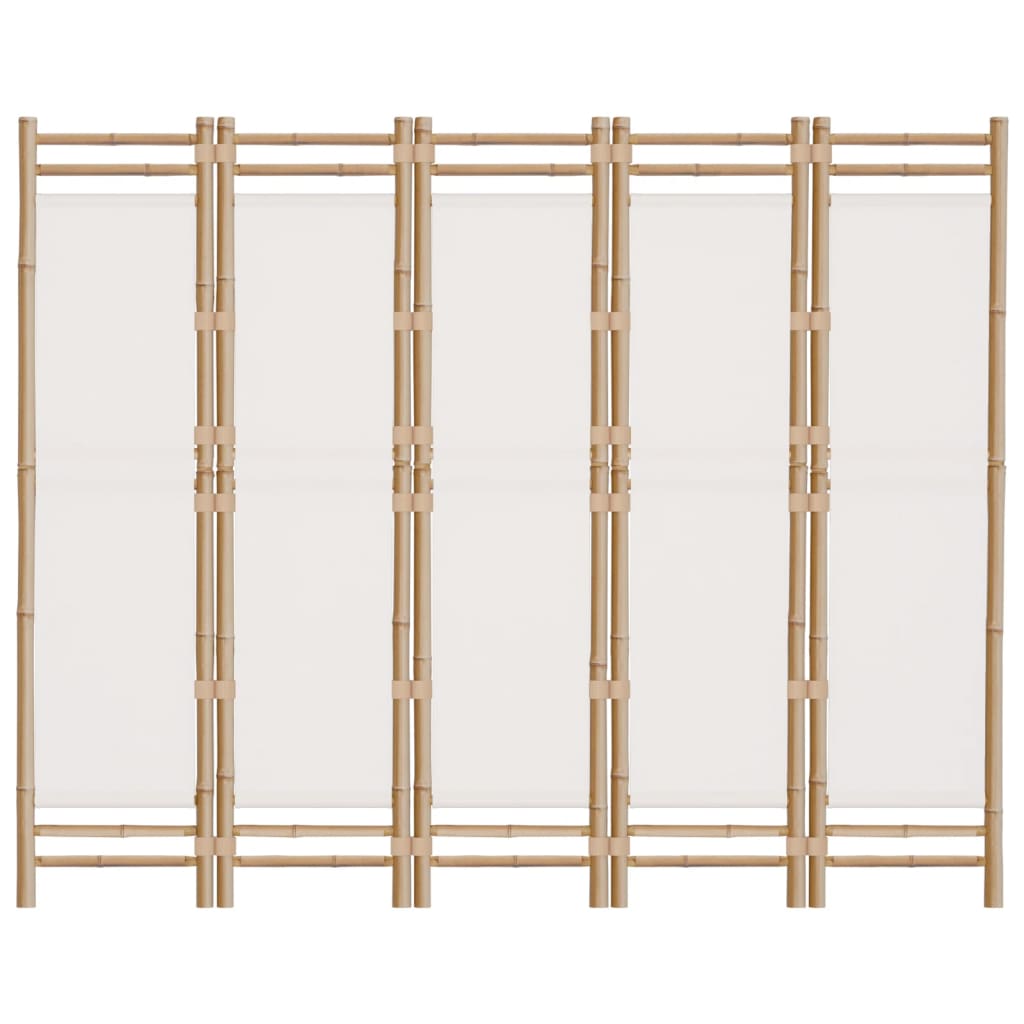 Cloison de séparation pliante 5 panneaux 200 cm Bambou et toile - XIOS