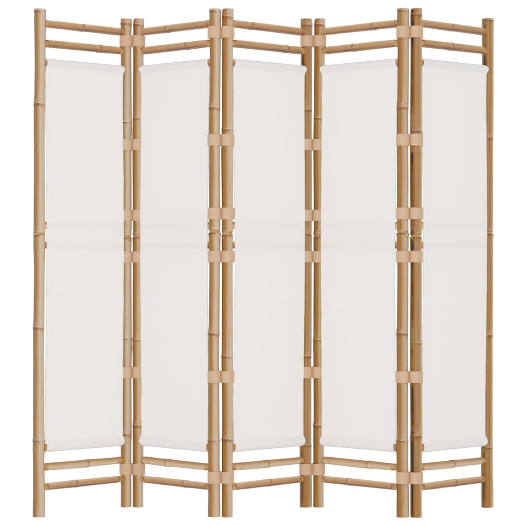 Cloison de séparation pliante 5 panneaux 200 cm Bambou et toile - XIOS