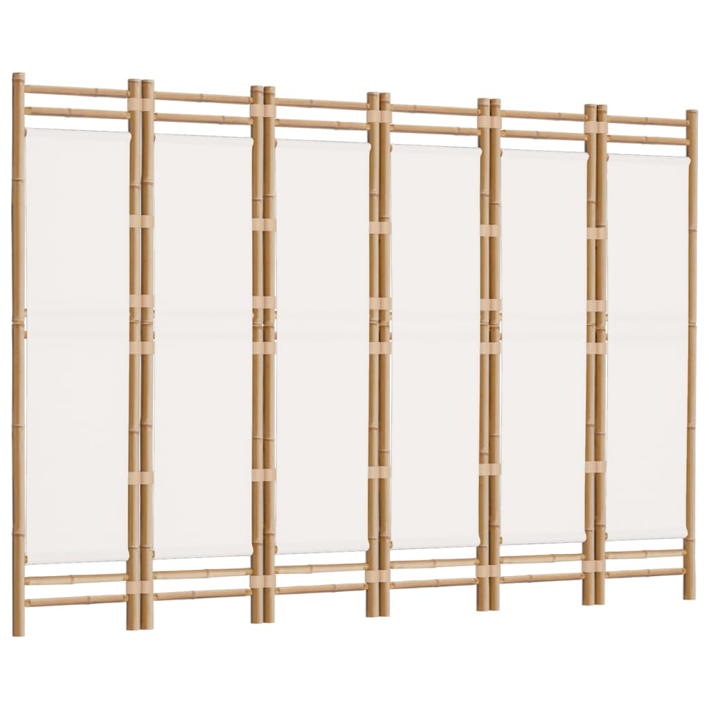 Cloison de séparation pliante 6 panneaux 240 cm Bambou et toile - XIOS