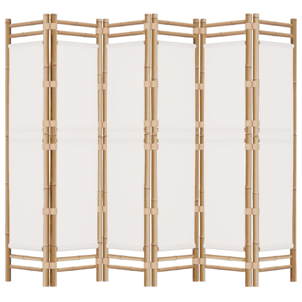 Cloison de séparation pliante 6 panneaux 240 cm Bambou et toile - XIOS